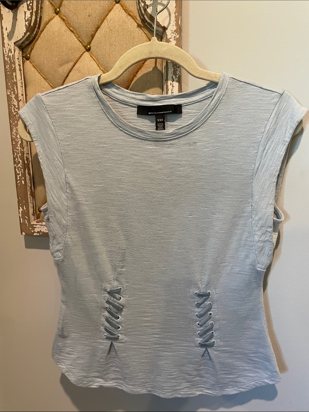White House Black Market Light Blue Lace-Up Sleeveless Tank